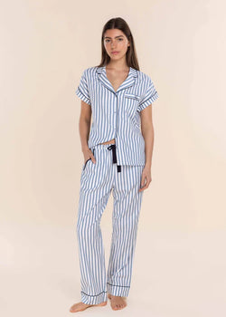 Winona Blue Cotton Long Leg Pj Set