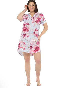 TRANQUIL FLORAL ORIENTIAL TEE SHIRT NIGHTIE