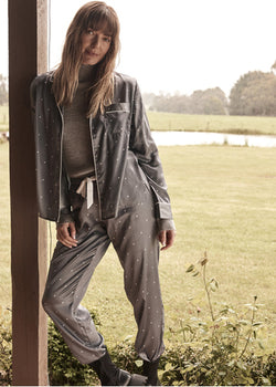 IVORY STEEL SATIN GEO PJ