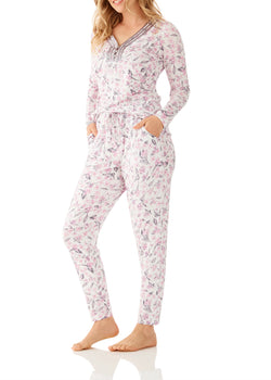 Jasmine Viscose Elastane Henley Tee & Tapered Pant Set